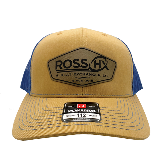 Camel & Blue Leather Patch Hat